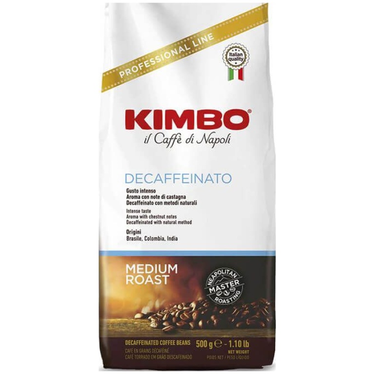 Kimbo Decaffeinato Café en grano, 500 g.